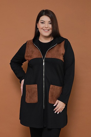 КАРДИГАН ИЗ ЗАМШИ С ДЕТАЛЯМИ