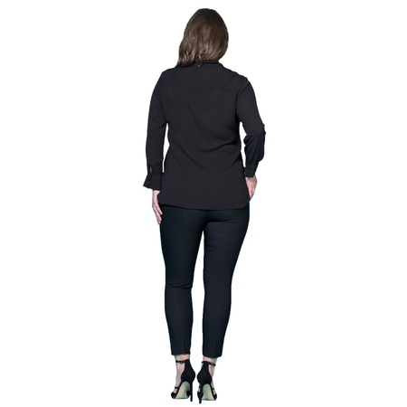 Büyük Beden Kravat Yaka Krep Gömlek