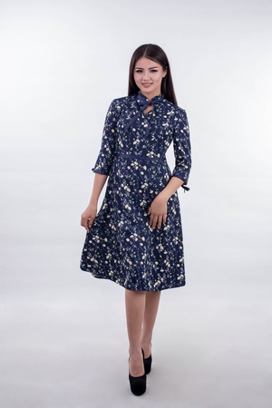 Kurdeleli çiçekli elbise