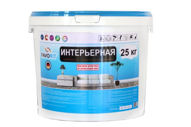 Интерьерная Водоэмульсионная краска для стен и потолков внутри помещения. Тара 25 кг., 15 кг., 7 кг., 4 кг., 2,5 кг., 1,5 кг.