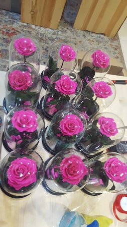 Роза в колбе 28см премиум малиновый