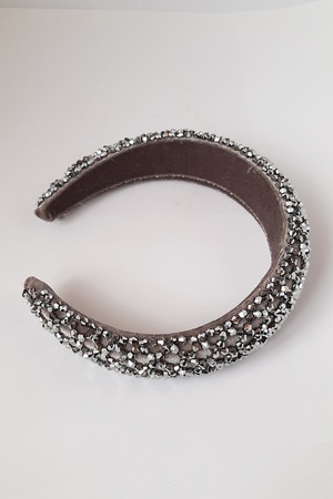 Bijusel El işlemesi Çapraz Kristal Boncuklu Kadife Kalın Taç Gümüş