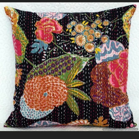 Прошитое вручную винтажное наволочка канта # наволочка индийское # подушка бохо | Декоративная подушка # Fruit print Cushion Cover