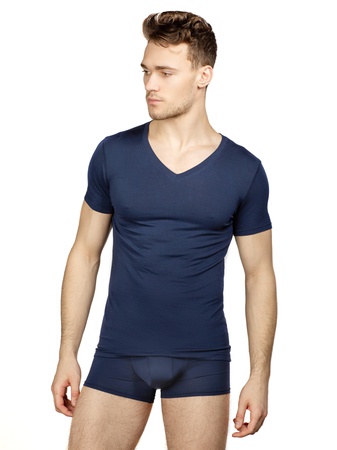 Lacivert V yaka t-shirt