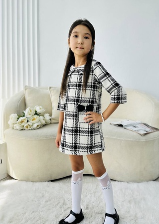 Платье для девочек из хлопчатобумажного твида.