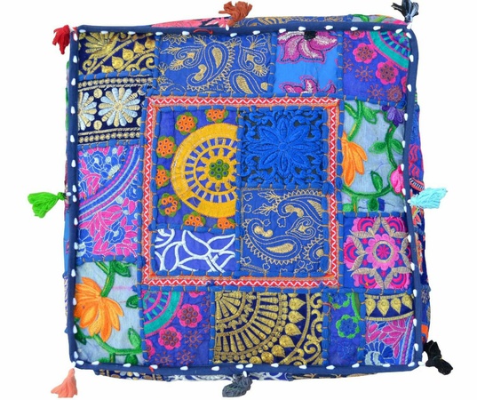 Богемские напольные подушки - декоративный наволочка, подушка сари в стиле пэчворк, подушка для медитации, большая напольная подушка Indian cushion hippie Art