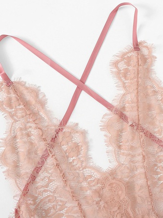Розовый Крестовый Дизайн Со Цветочками Сексуальные Белье