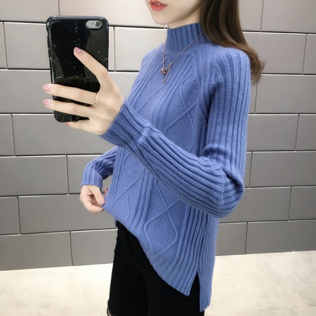 Neuer Stil weiblicher halber Rollkragenboden verbringt Pullover weiblich lose hinzufügen dickes träges faules kurzes Stricken unten ungefüttertes oberes Kleidungsstück