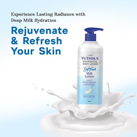 Yuthika Soft Touch Milk Body Lotion for Women & Men 1000ml, Hydrating, Fast Absorbing, Non-Greasy Lotion for Soft, Smooth Skin, All Skin Types
