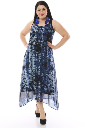 Astarlı Batik Desen Şifon Elbise