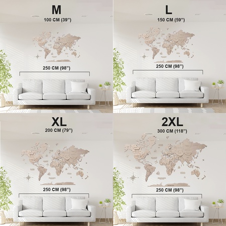 3D hacimsel ahşap dünya haritası GRİ AHŞAP