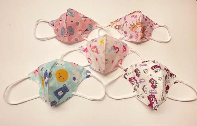 50Pcs Cartoon 3D Kids Girls BFE 95% Protective 4 Layer Pink Face Mask Disposable