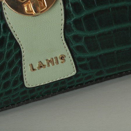 Lamis brand hand and shoulder handbag / imitation leather