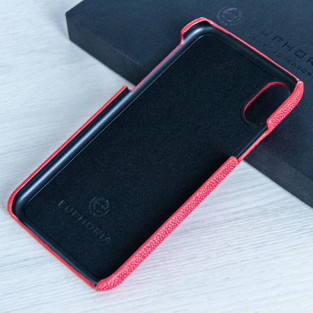 The iPhone X case is crafted from stingray leather