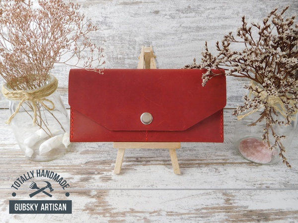 Кошелек женский клатч чехол для телефона "Konvert" 100% кожа handmade