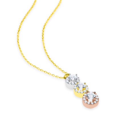 Even & Pétra 14 Ayar Altın Üç Taşlı Kolye