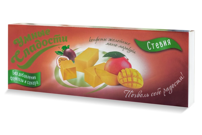 Конфеты "Умные сладости" желейные со вкусом манго-маракуйя 90г