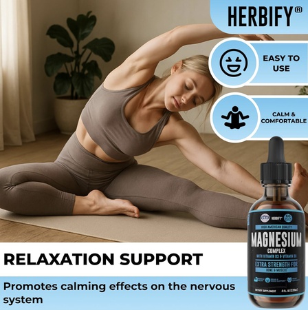 Капли с магниевым комплексом — глицинат магния, жидкий цитрат, L-треонат, комплекс с витамином D, витамином B6, витамином C — калиевая добавка для поддержки мышц, настроения, сердца и нервов — сделано в США — 4 унции