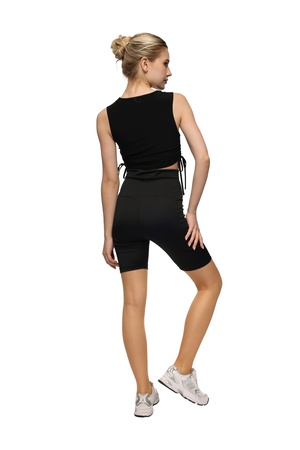 Toparlayıcı Kısa Siyah Tayt