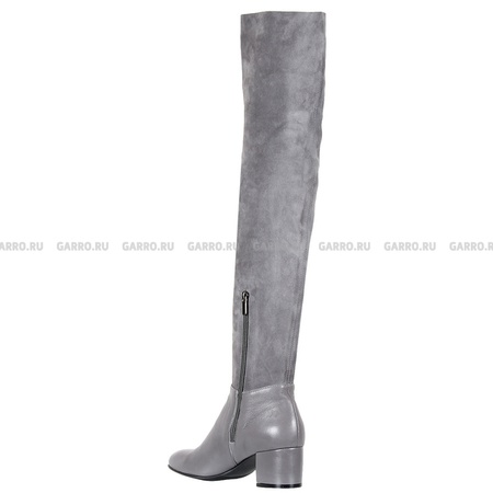 Сапоги 1349 серые, натуральная кожа, стрейч