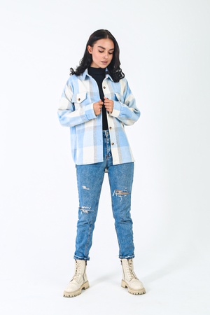 Рубашка женская теплая в клетку