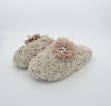 Тапочки с шифоновым цветком L-301