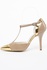 Altın uçlu bej patent ayakkabı k032