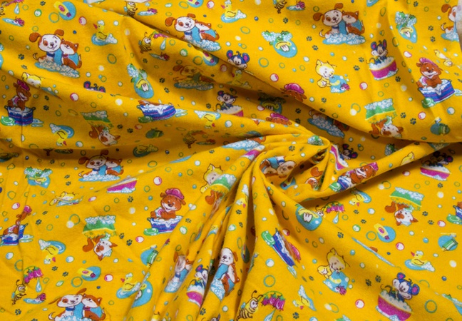 Ткань постельная детская Купание зверят