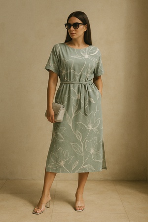 Летнее платье с поясом