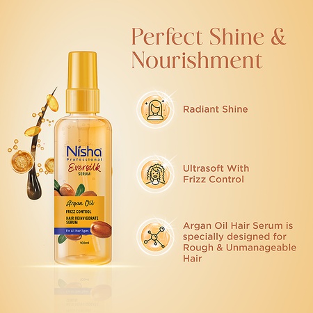 Nisha Argan Oil Eversilk Hair Serum, Man and Women, All Hair Types, 3.38 fl oz