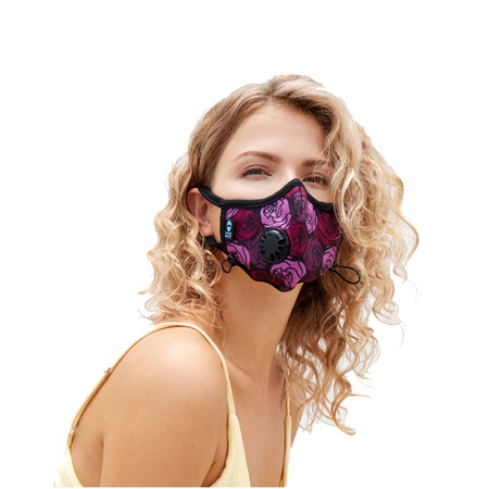 65Roses PRO, маска с угольным фильтром, полиэфирная ткань с принтом, ткань с рисунком роз, сертифицированная маска FFP2, премиум-класса