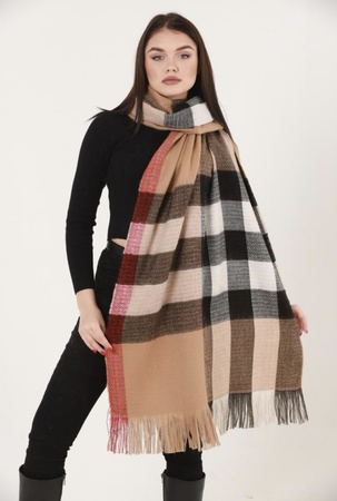 Двусторонняя шаль в клетку 70х200см, акрил