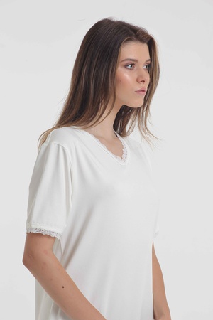 Night Dress% 48 cotton /% 48 modal /% 4 elasten women's indoor clothing