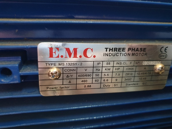 электродвигатель EMC MS132S1-2 5.5 кВт 2910 об/мин