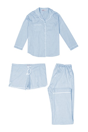 LİNEN- BAYAN ÜÇLÜ PİJAMA TAKIM - MAVİ