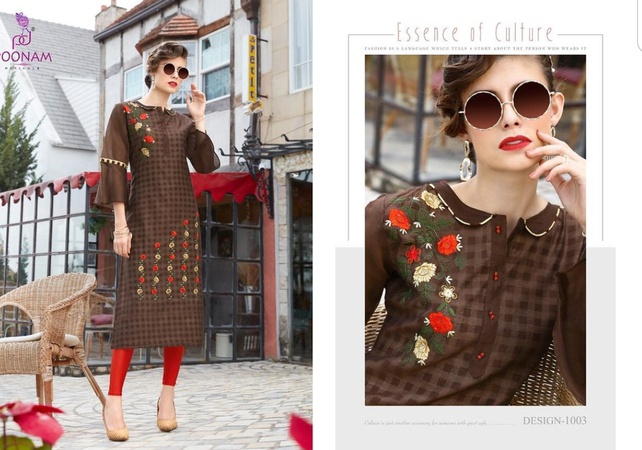 Ladies Kurtis - Cotton Silk with Machine Embroidery