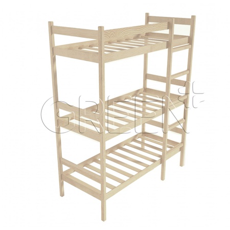 Трехъярусная кровать из дерева 90х200