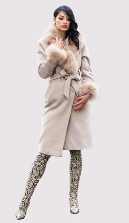 Cashmere Coat Collar Sleeve Fox Fur - Relaxed Fit