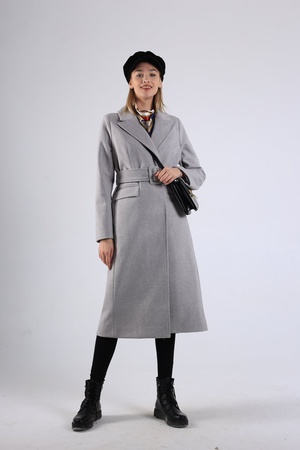 Women's maxi coat with a buckle. # 37