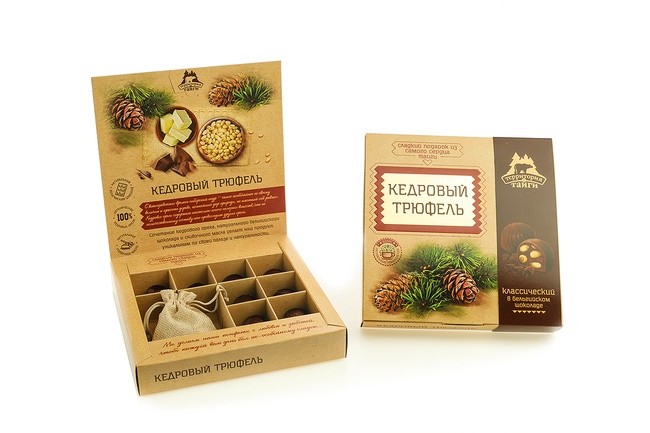 Кедровый трюфель в натуральном шоколаде классический/ с ягодой коробка 120гр