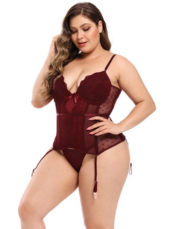 Büyük Beden Kırmızı Lüks Saten Dantel Korseler