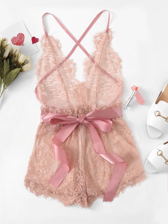 Розовый Крестовый Дизайн Со Цветочками Сексуальные Белье