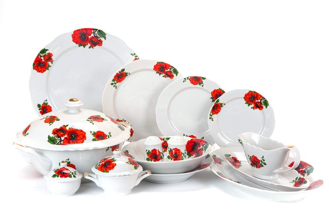 Сервиз столовый 35 предм. Гранёный Маковое поле