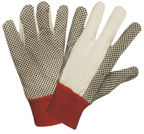 COTTON DOTTED GLOVES WITH RED WRIST - 10-OZ