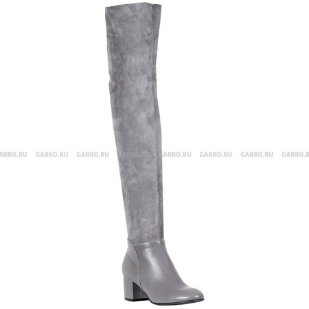 Сапоги 1349 серые, натуральная кожа, стрейч