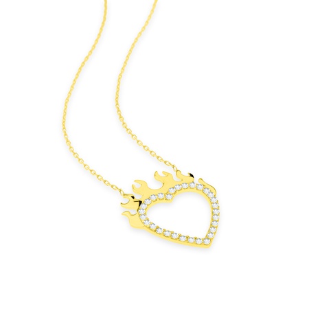 Колье с сердечком Even & Pétra из 14-каратного золота с камнями