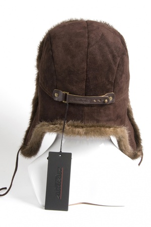 Ушанка из замши с выдрой 170677