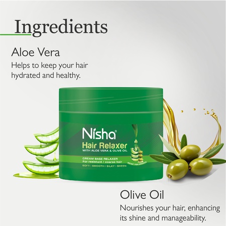 Nisha Hair Relaxer – Hair Relaxer for Curly Hair – 500g Cream Base with Aloe Vera