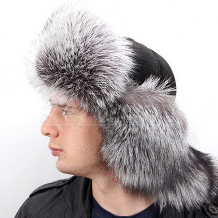 قبعة مع الثعلب الأسود البني