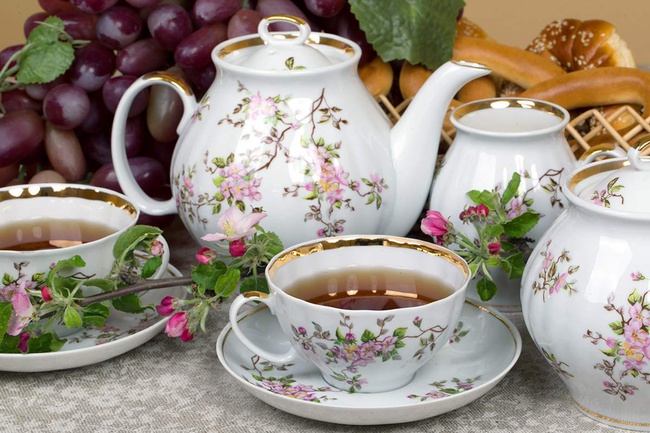 Сервиз чайный 15 предм. Белый лебедь Цветение